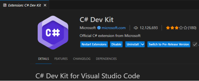 CSharp Dev Kit for Visual Studio Code